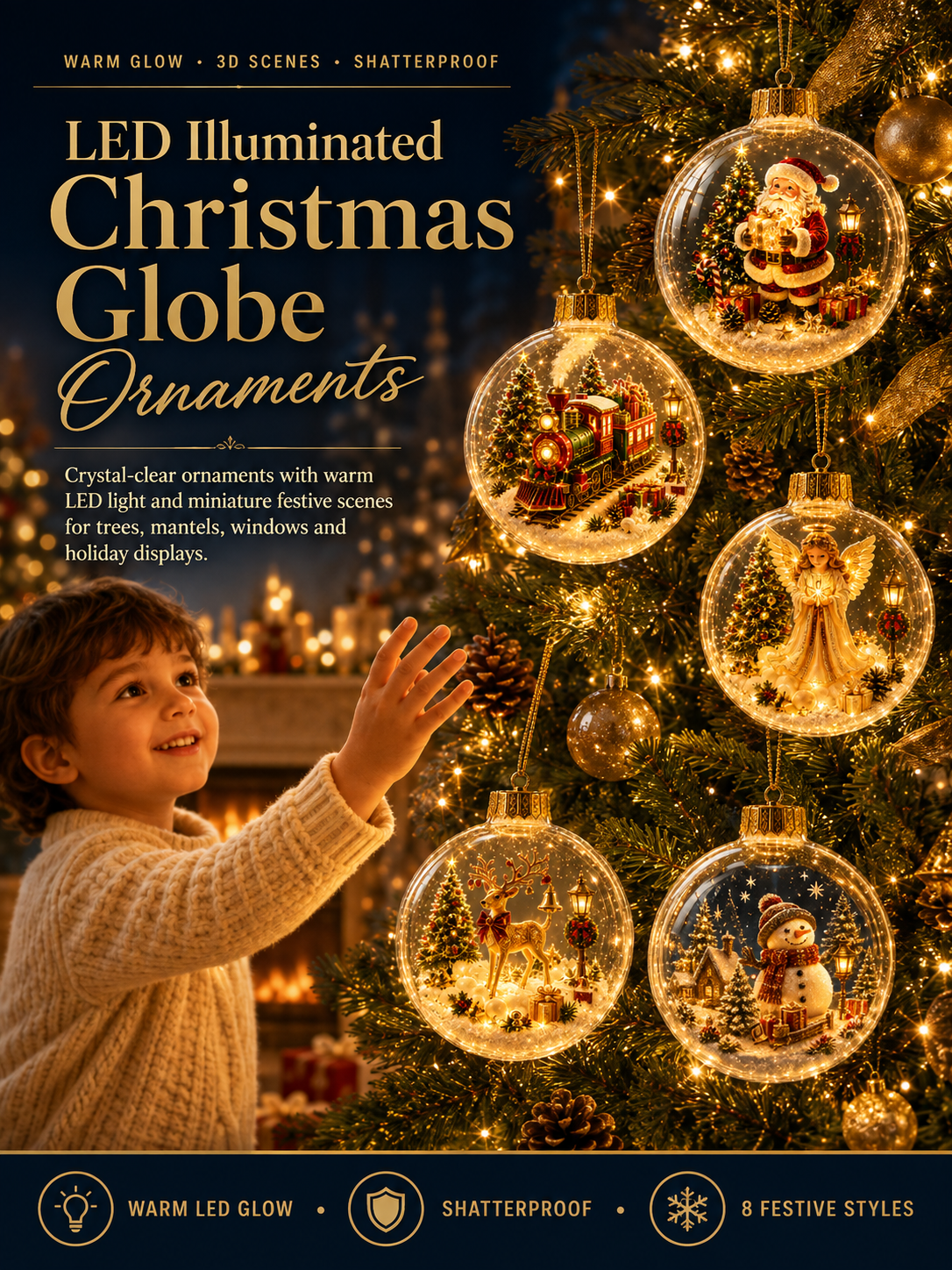 ✨ Magical Illuminated 3D Christmas Baubles – Bring Your Tree to Life!