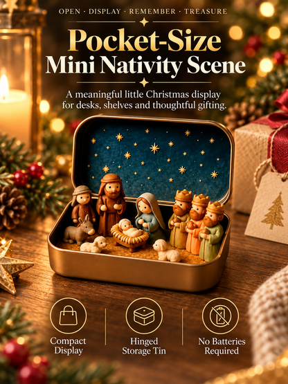 Daily 1000+ Sold｜Mini Christmas Nativity Set in Tin Box