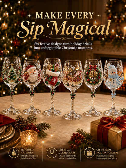 🎄 3D Christmas Collectible Stemmed Glass – 6 Festive Designs