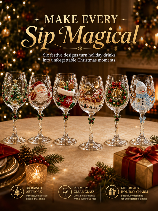 🎄 3D Christmas Collectible Stemmed Glass – 6 Festive Designs