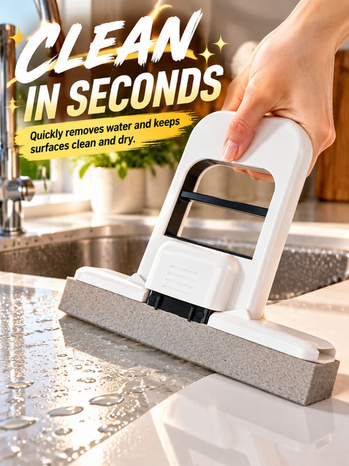 🧽 Foldable Handheld Sponge Squeegee – Quick Water Removal & Easy Countertop Cleaning