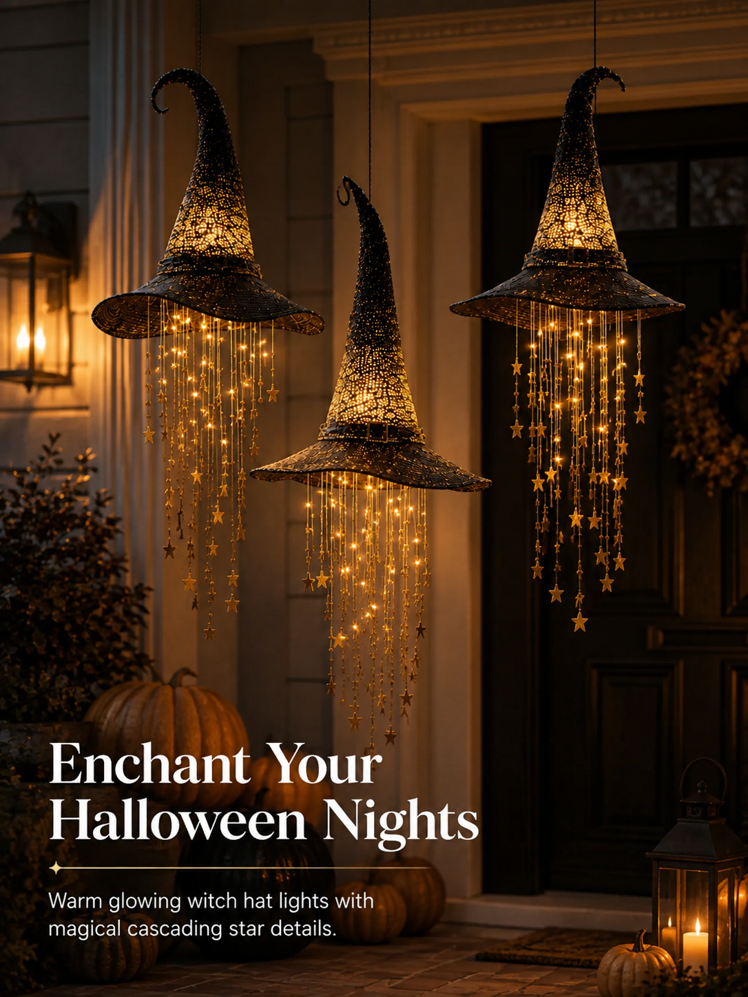 Lighted Witch Hat Hanging Chime