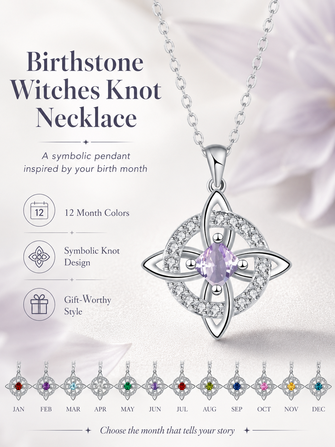 💫Birthstone Witches Knot Necklace