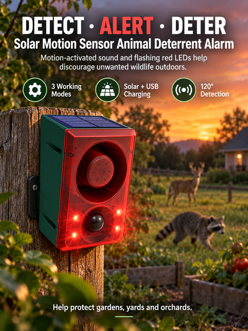 🚨 Solar-Powered Outdoor Motion Alarm – Remote-Controlled Farm & Garden Security Siren