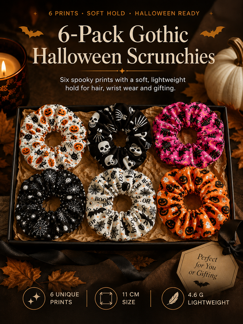 🎃 Hand-Illustrated Halloween Scrunchie Collection