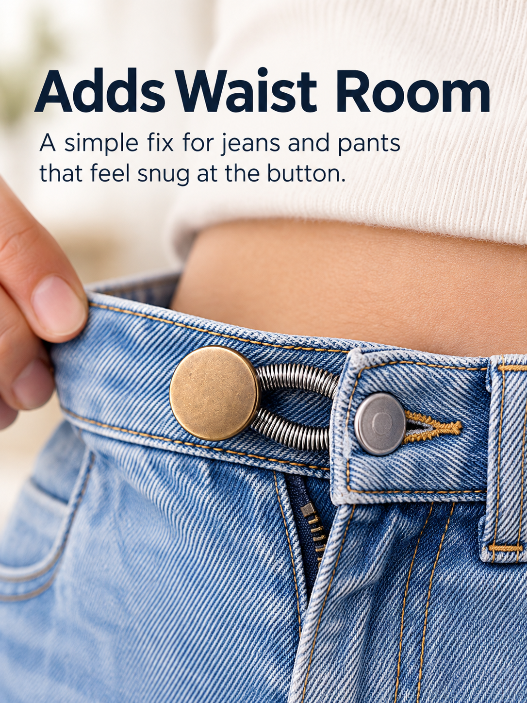 👖 Stretch Waistband Extender – No-Sew Flexible Button for Jeans & Pants