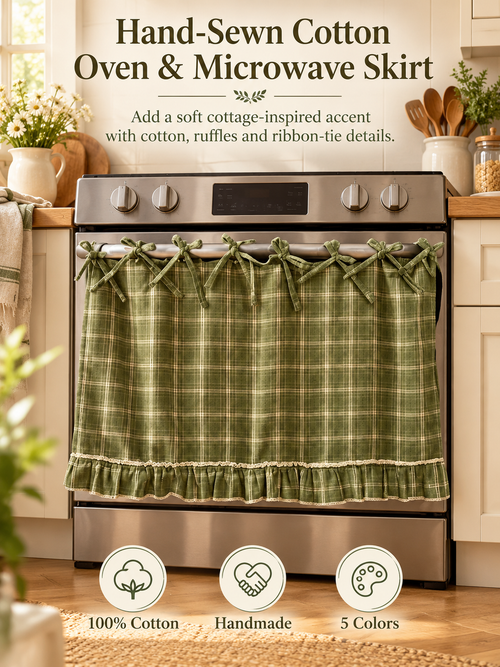 🧺 Handmade Oven Skirts | Farmhouse Kitchen Décor🔒 Heat-Resistant | 🎀 Effortless Install | ✨ Hide Clutter & Elevate Style
