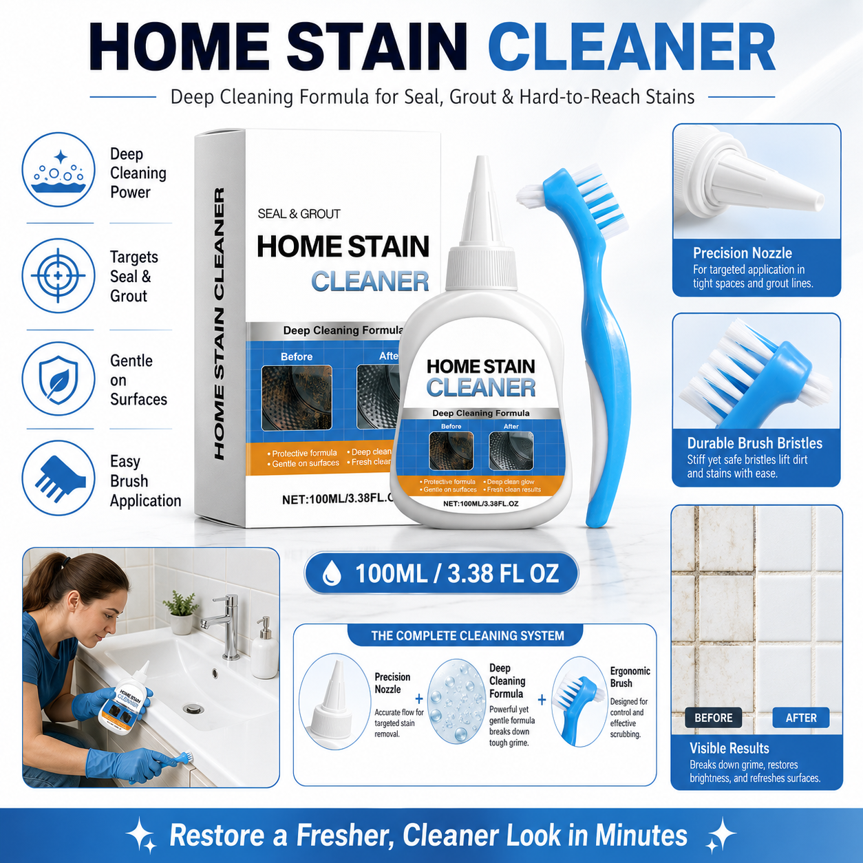 Say Goodbye to Stubborn Mold! Miracle Mold Remover Gel + Scrub Brush