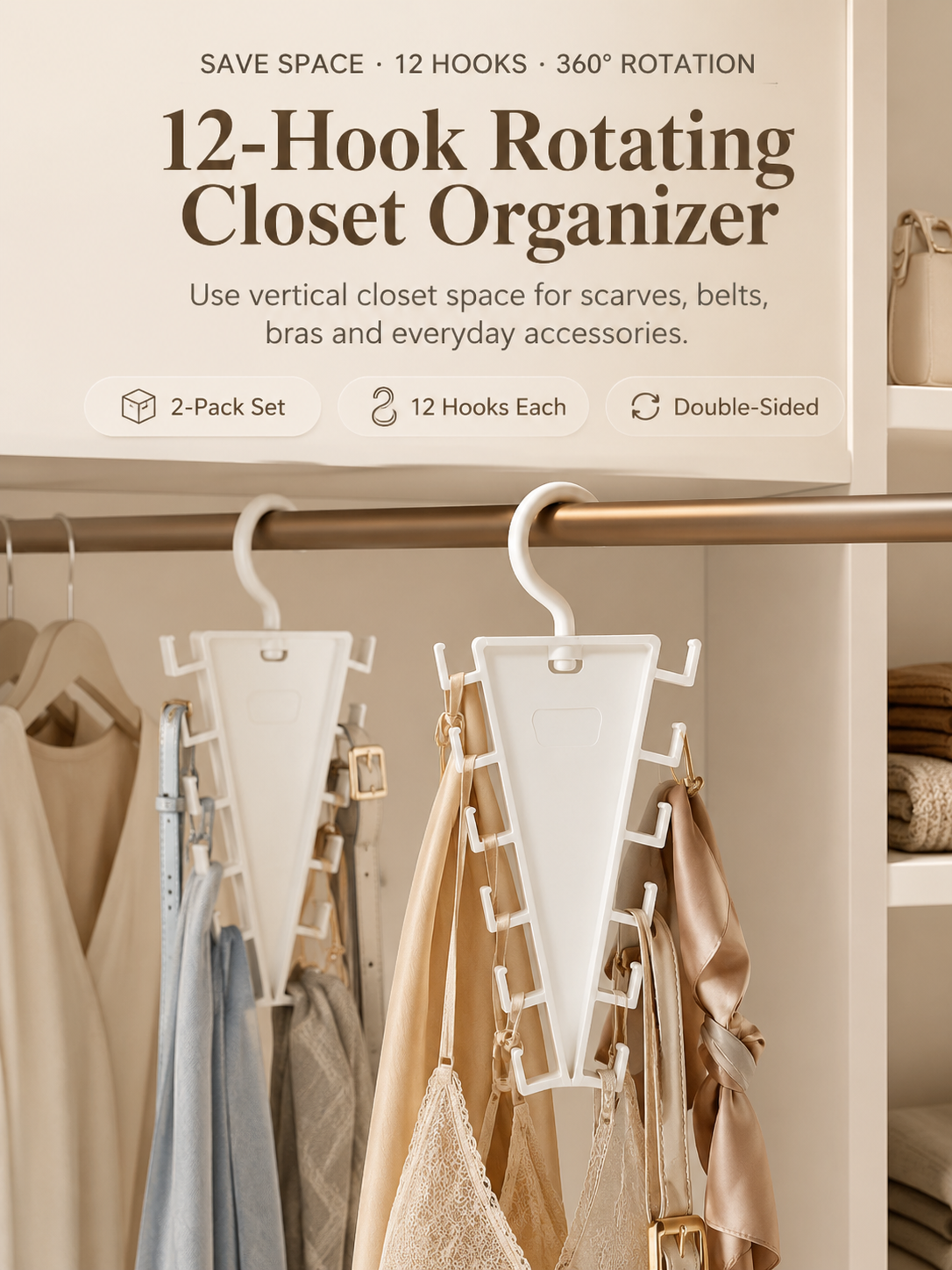 👚12-Hook Rotating Closet Organizer
