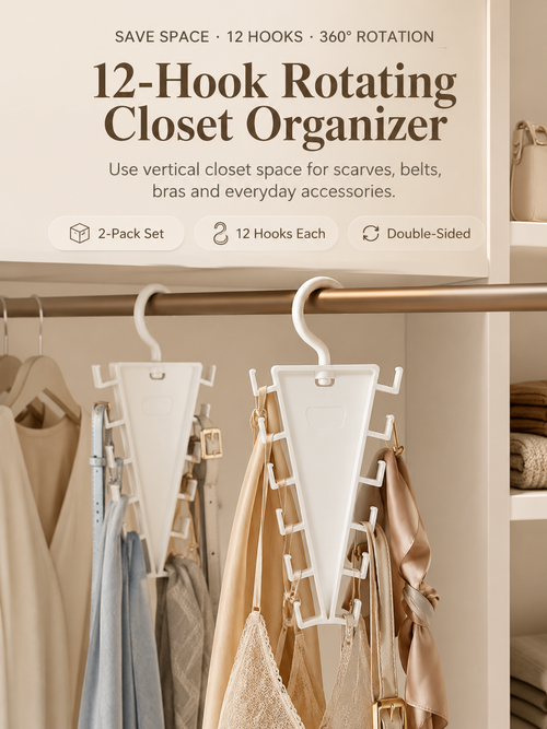 👚12-Hook Rotating Closet Organizer