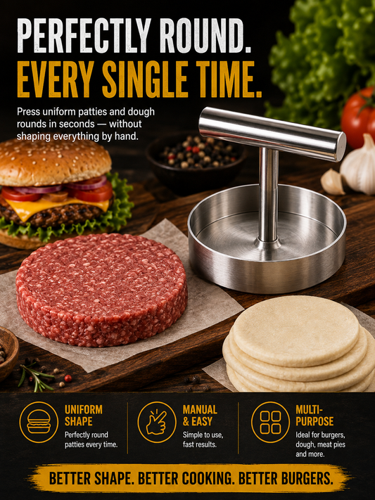 🍔 BBQ FAVORITE | Manual Burger Patty Press – Uniform Round Patties for Grilling, Meal Prep & Home Cooking