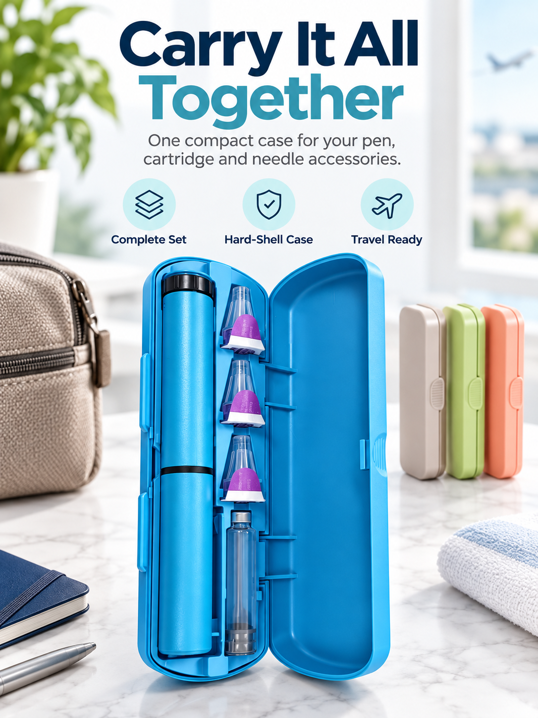 💉 60IU Injection Pen & Hardshell Carry Case Set – Organized Travel Storage Kit