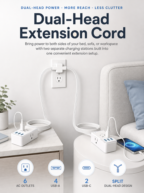 Dual-Head Extension Cord