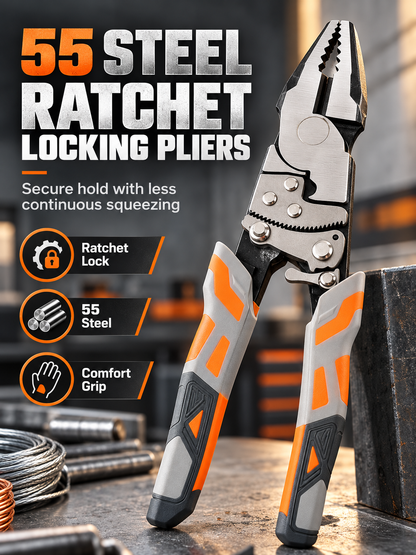 🔧 Self-Locking Ratchet Pliers – Secure Grip, Less Effort