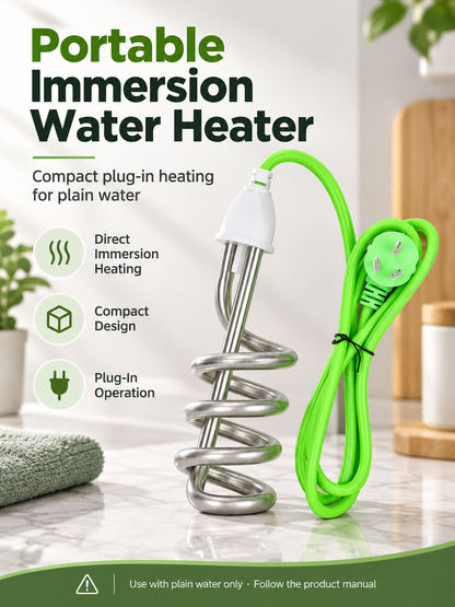 🔌 Portable Immersion Water Heater – Compact Plug-In Design for Small Spaces