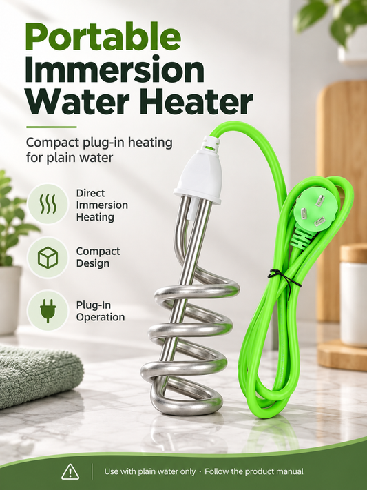 🔌 Portable Immersion Water Heater – Compact Plug-In Design for Small Spaces