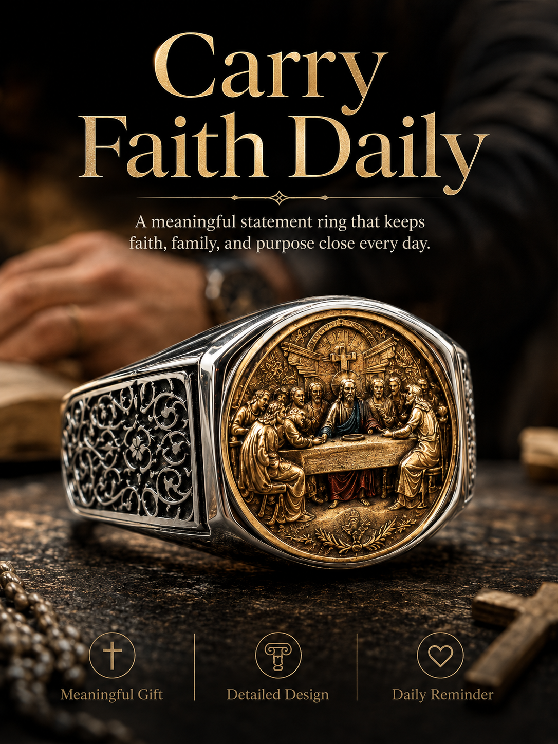 Faith & Fellowship Statement Ring | Symbolic Men's Gift