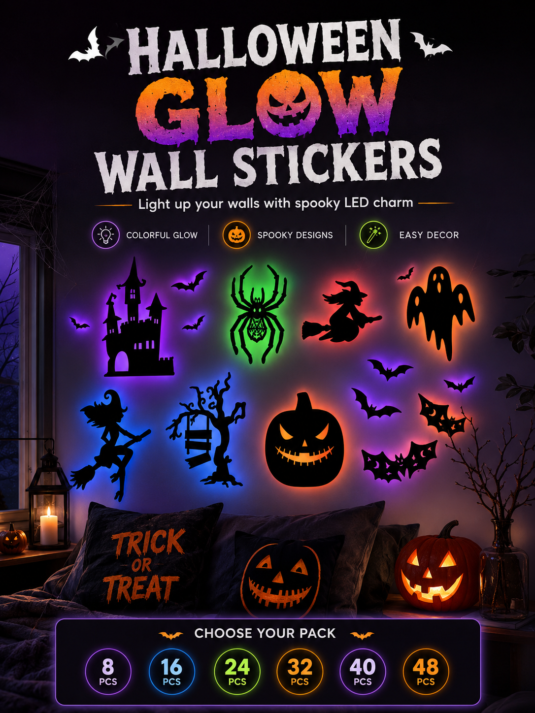 🎃 Halloween Glow Wall Stickers