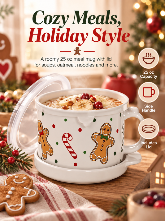 ☕ Vintage Ceramic Mug Set with Lid – Cute Retro Gift Cups