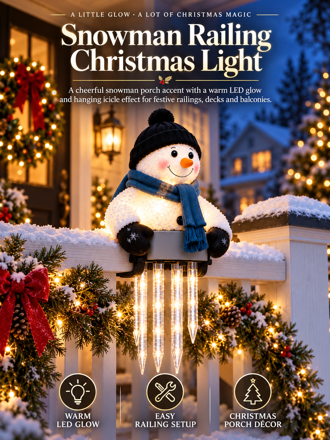 ☃️Snowman Railing Christmas Light