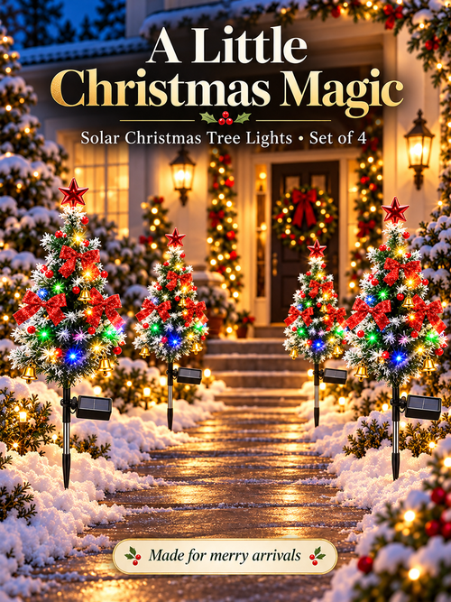🎄 Solar Christmas Tree Lights – 4-Pack DIY Outdoor Holiday Decor