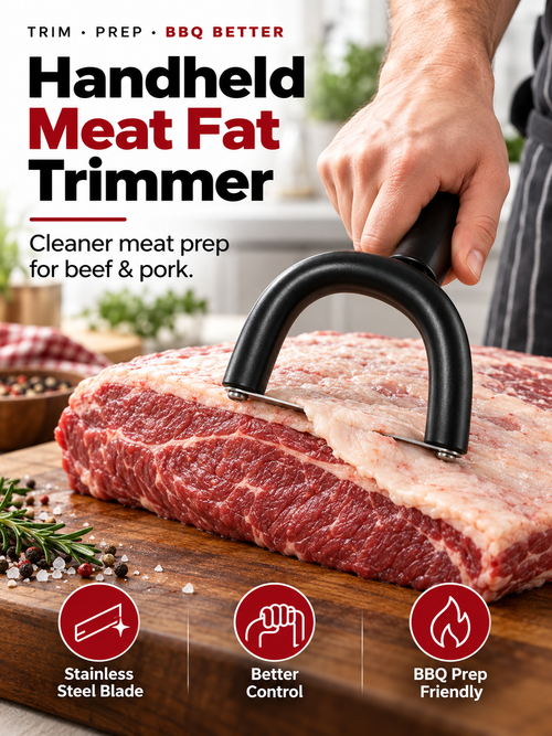 🥩 Handheld Meat Fat Trimmer – Stainless Steel BBQ Prep Tool for Beef & Pork