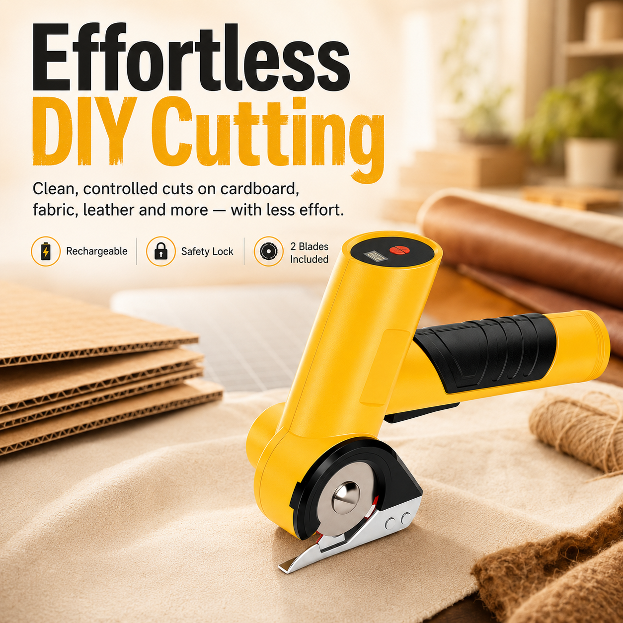 ⚡ Cordless Electric Scissors | Powerful Rotary Cutter for Cardboard, Fabric & DIY