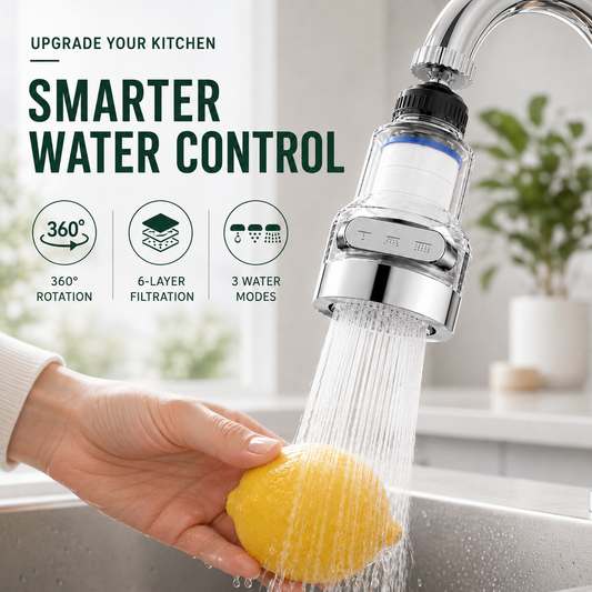 🚰360° Rotating Faucet Filter Attachment — 6-Layer Purification & 3 Water Flow Modes