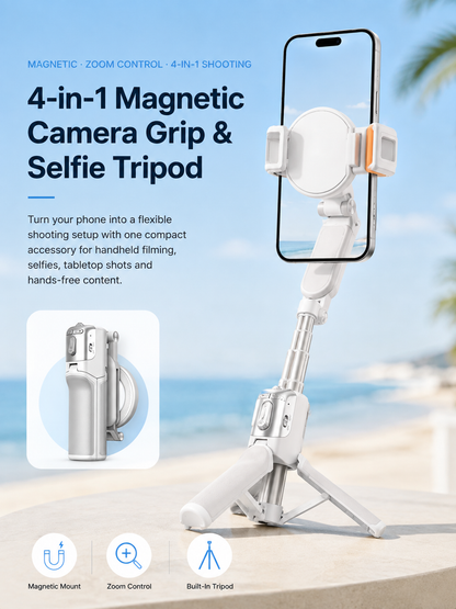 4-in-1 Magnetic Camera Grip &amp; Selfie Tripod