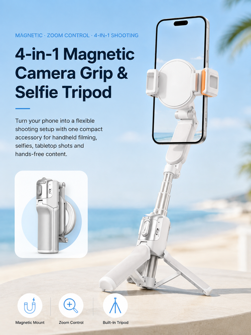 4-in-1 Magnetic Camera Grip &amp; Selfie Tripod