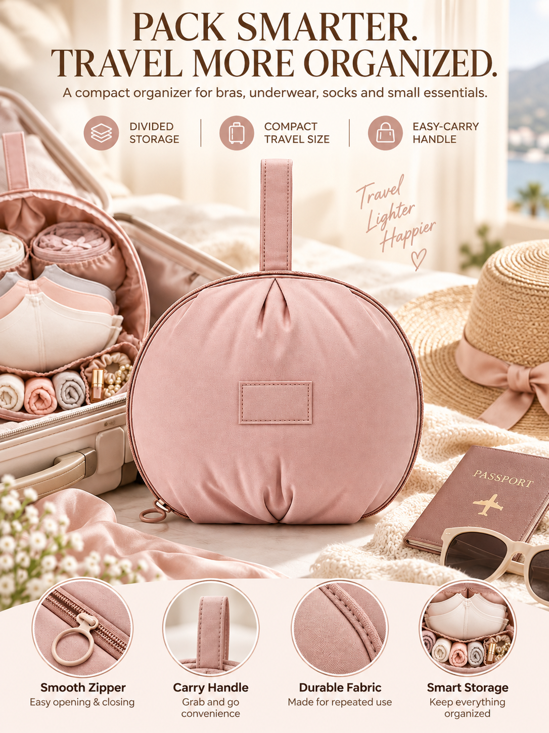 Travel Underwear Organizer Bag – Multi-Compartment Bra & Lingerie Packing Case