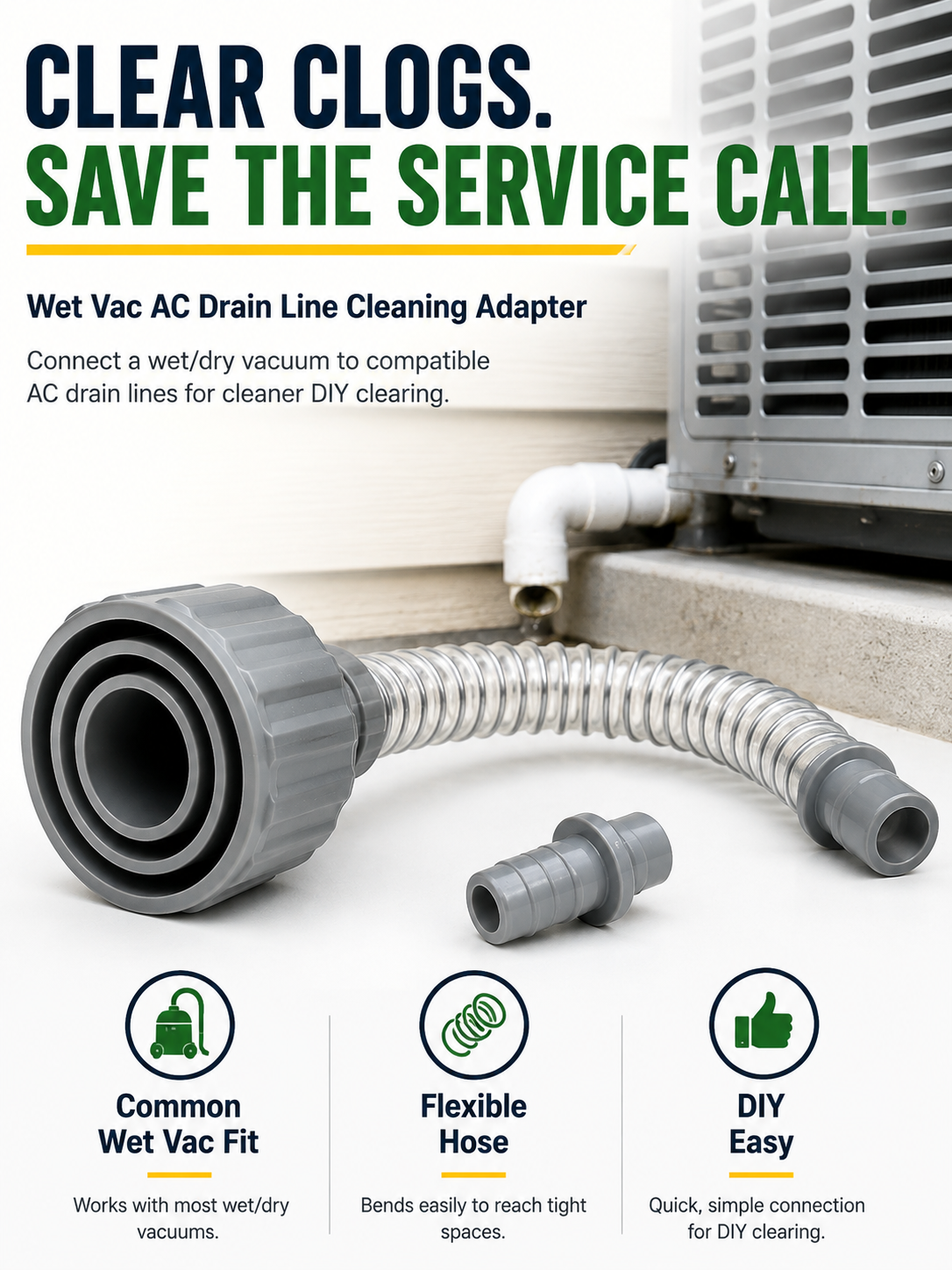 ⚡ Unclog AC Drain Lines Fast – Wet Vac Drain Cleaning Adapter