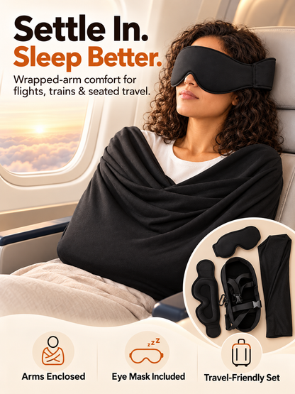 ✈️ Arm-Wrapping Travel Sleep System – Wraparound Comfort & Eye Coverage