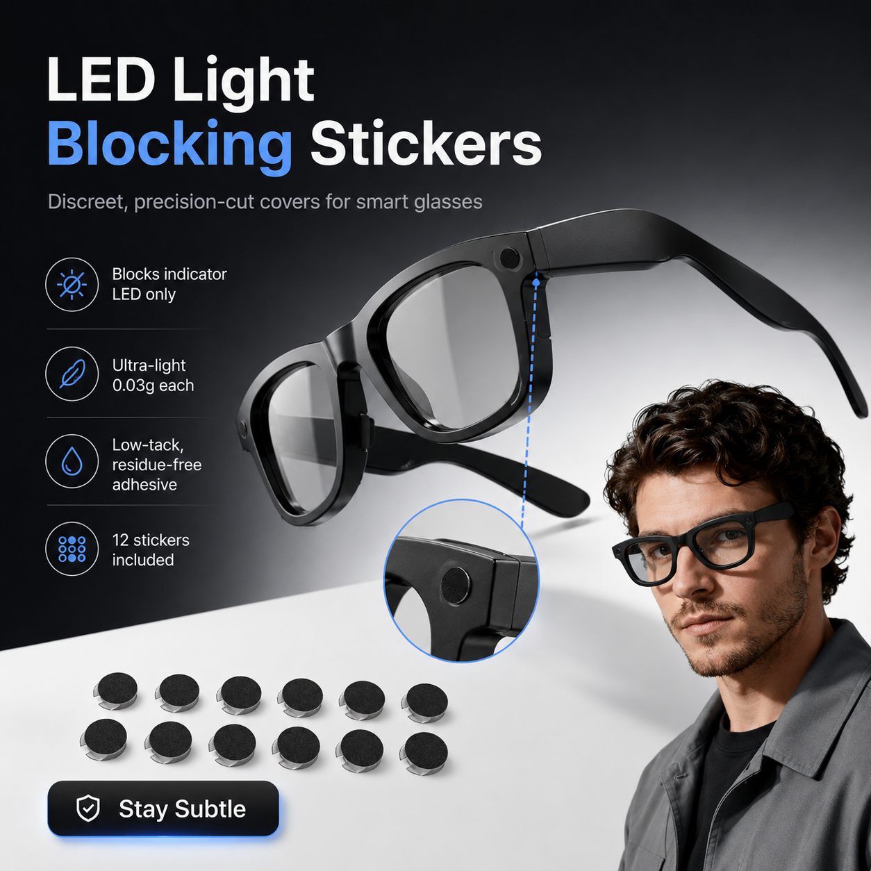 🔥Buy More Save More🔥LED Light Blocking Stickers - Laser-Cut, Low-Tack Restickable Covers (12 Pieces)