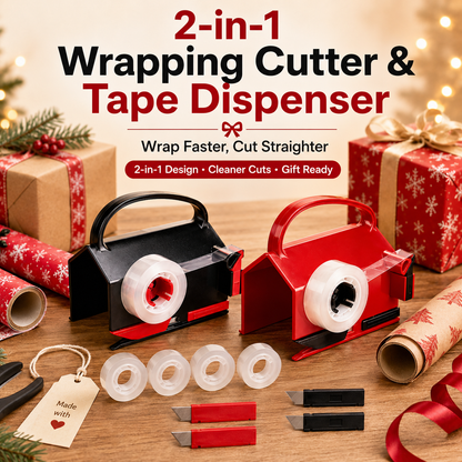 🎁 Buy 1 Get 2 Free – 2-in-1 Wrapping Cutter & Tape Dispenser
