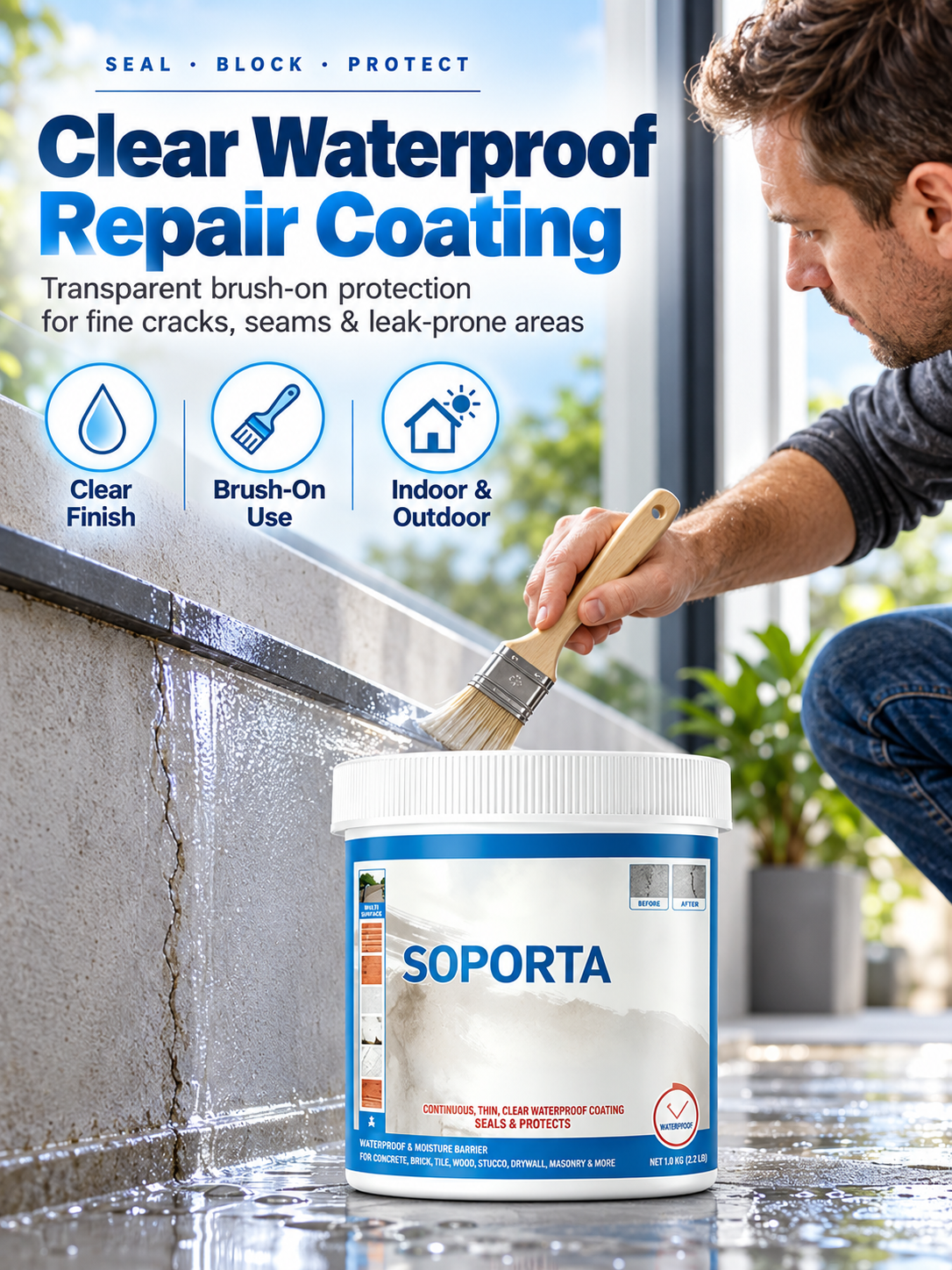 💧 Clear Waterproof Repair Sealant – Invisible Brush-On Leak Protection for Roofs, Tiles & Walls 🏠✨
