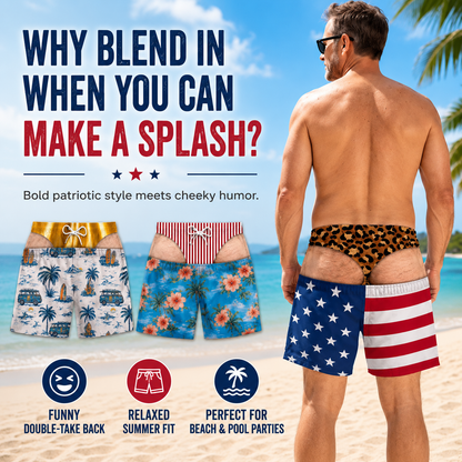 😂Funny Patriotic Men’s Swim Trunks