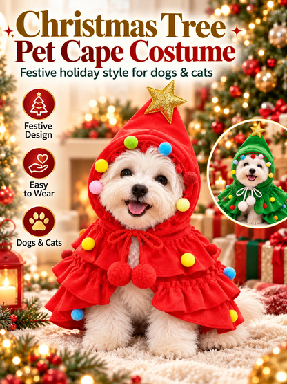 🐶🎄Christmas Tree Pet Cloak Costume for Dogs and Cats