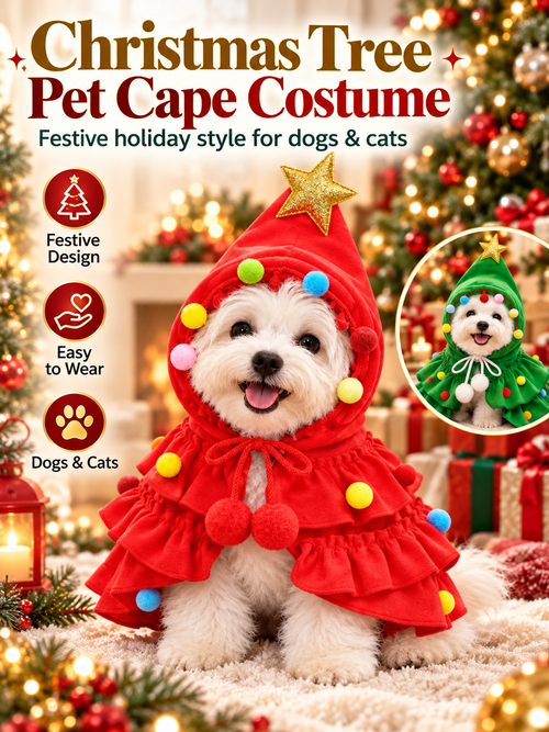 🐶🎄Christmas Tree Pet Cloak Costume for Dogs and Cats