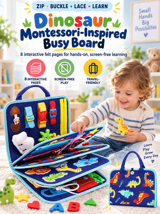 🧩 Montessori Busy Board Activity Book – Portable Felt Learning Toy for Kids