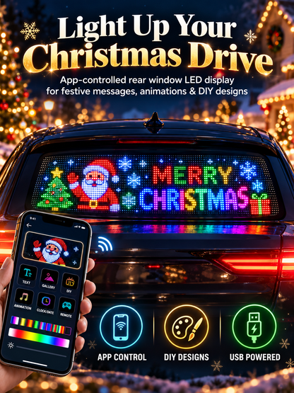 🎄 Christmas LED Car Rear Window Display – App-Controlled Flexible Pixel Screen