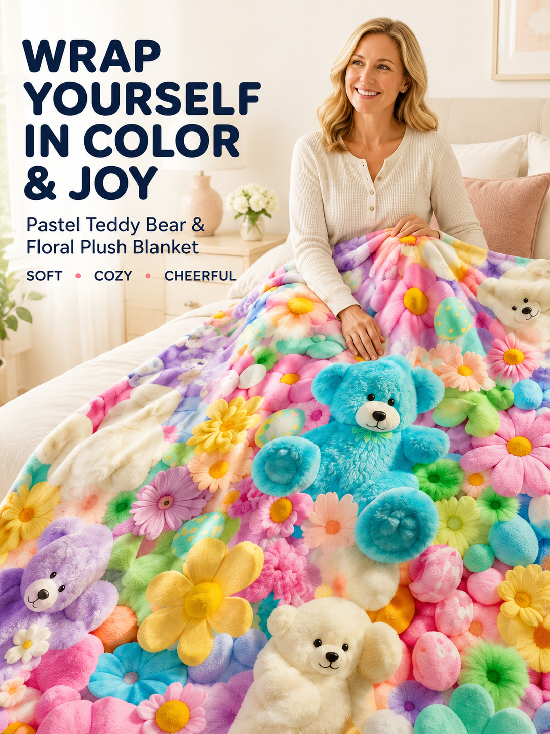 🐻🌈Colorful Bear Flannel Blanket