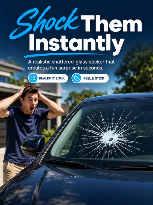 💥 3D Car Window Shatter Prank Decal