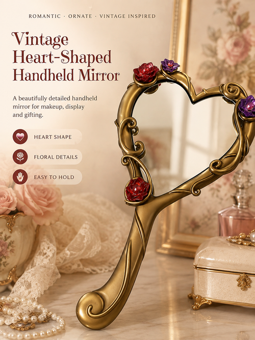 🪞Vintage Heart-Shaped Handheld Mirror