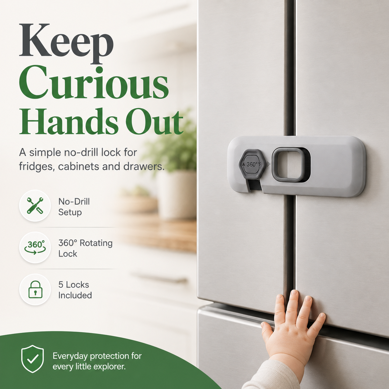 🔒 5-Pack Child Safety Locks – No Drill, Easy Install