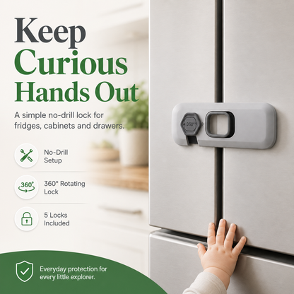🔒 5-Pack Child Safety Locks – No Drill, Easy Install