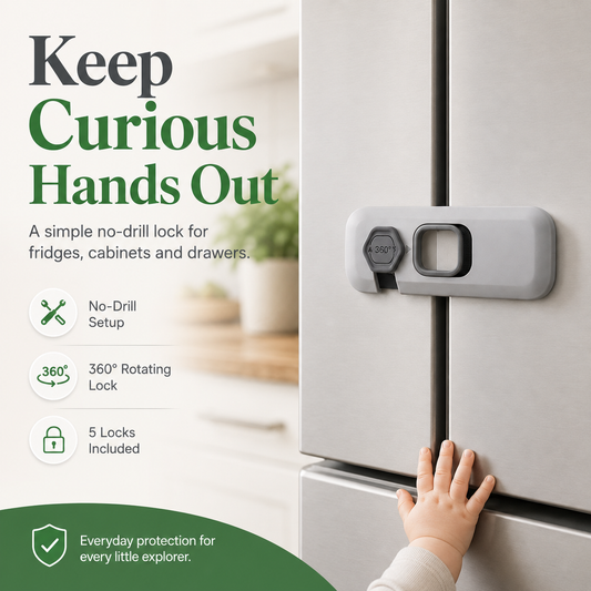 🔒 5-Pack Child Safety Locks – No Drill, Easy Install