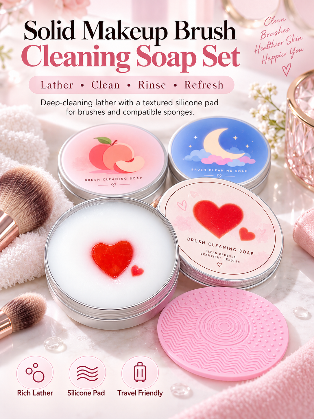 🫧 Makeup Brush Cleaning Soap – Portable Deep-Clean Brush & Sponge Cleanser