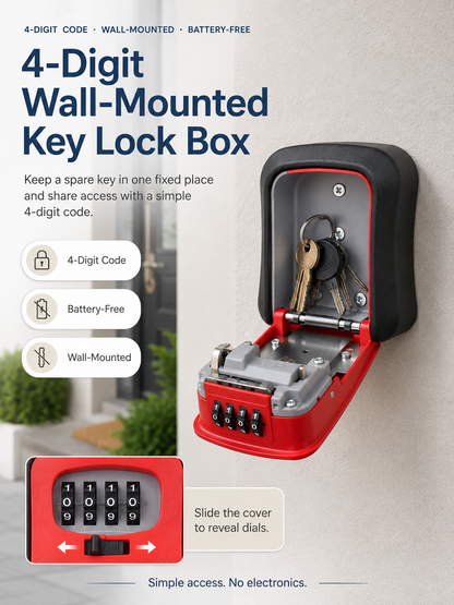 Never Get Locked Out Again 🔐 | 4-Digit Wall-Mounted Key Lock Box