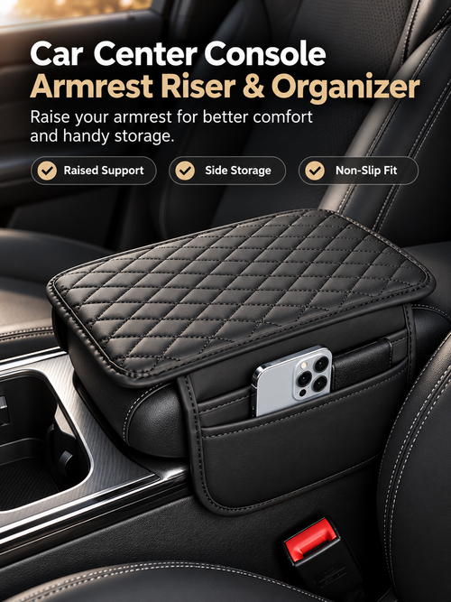 🚘 Car Center Console Armrest Riser & Organizer